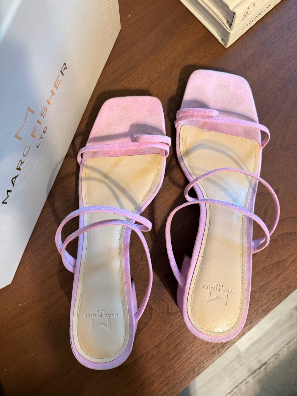 Marc Fisher Pink Strappy Square Sandals